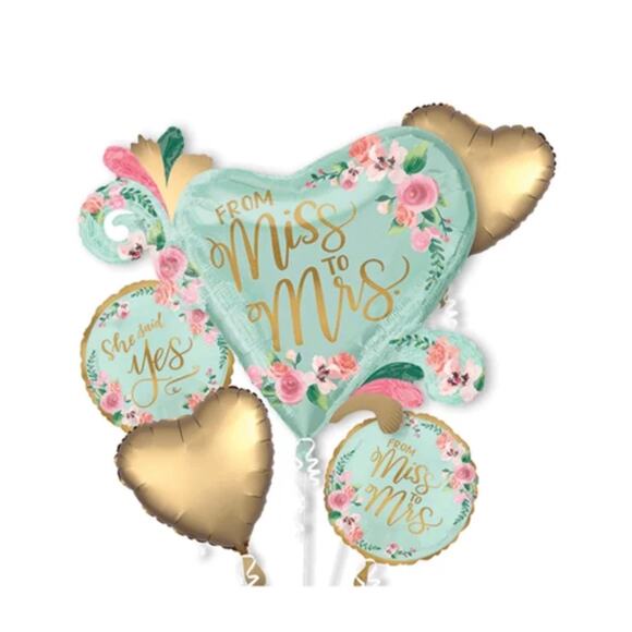 Miss-Mrs Balloon Bouquet Set – Bridal Shower / Engagement Decor – 5 Balloons - Picture 8 of 8